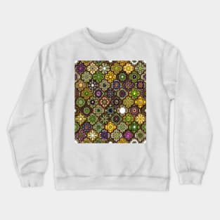 Moroccan Tile pattern, metallic green Crewneck Sweatshirt